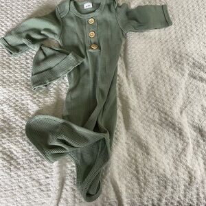 Green Baby One Piece with Hat